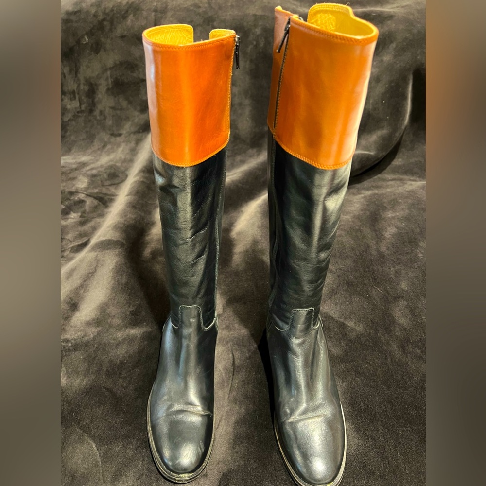 Italian Leather, Saks Fifth Avenue Black and Brown Riding Boot